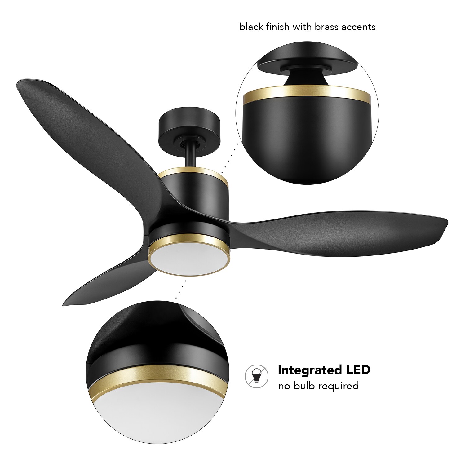 48-in Color-Changing Integrated LED Smart Black with Matte Blades - Remote Included ( 3 -Blade ) - Image 8