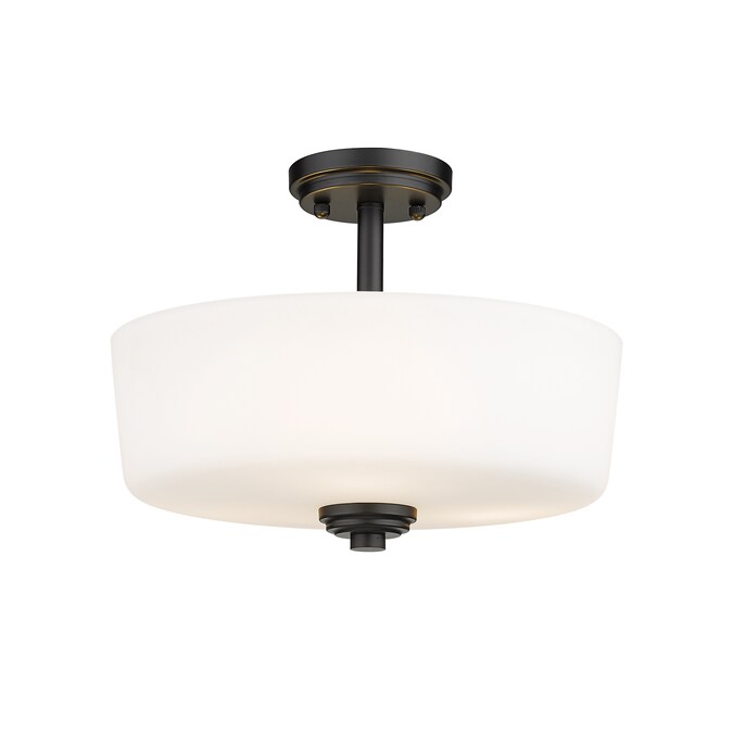 Z-Lite Arlington 3-Light 14.75-in Matte Black Semi Flush Mount Light