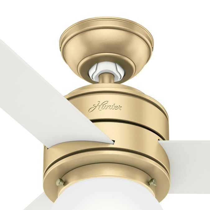 Hunter Allison 52-in Modern Brass with Fresh White/Drifted Oak Blades LED Indoor Ceiling Fan with Light and Remote (3-Blade) - Image 8