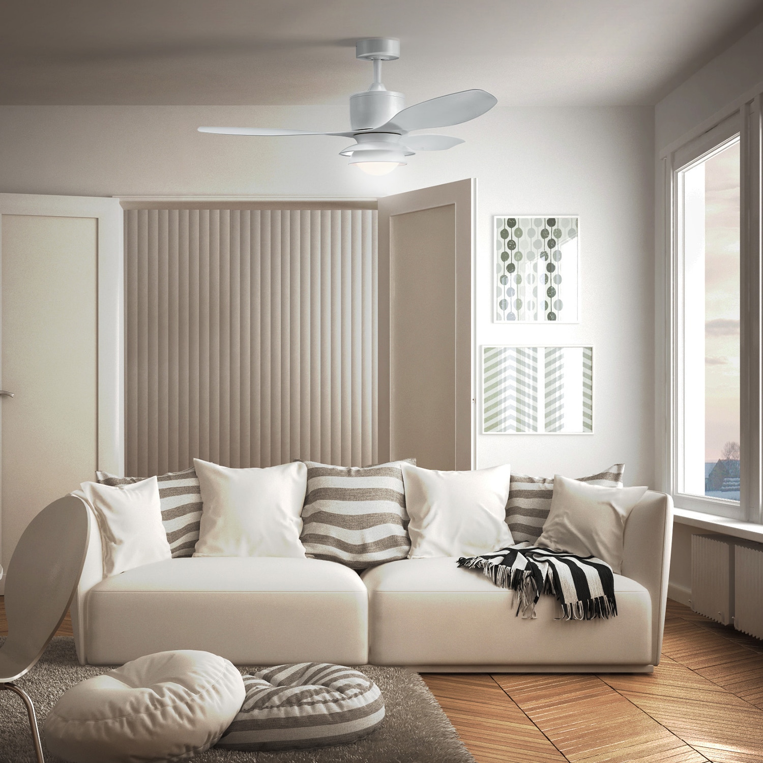 48-in Color-Changing Integrated LED Smart White with Satin Blades - Remote Included ( 3 -Blade )