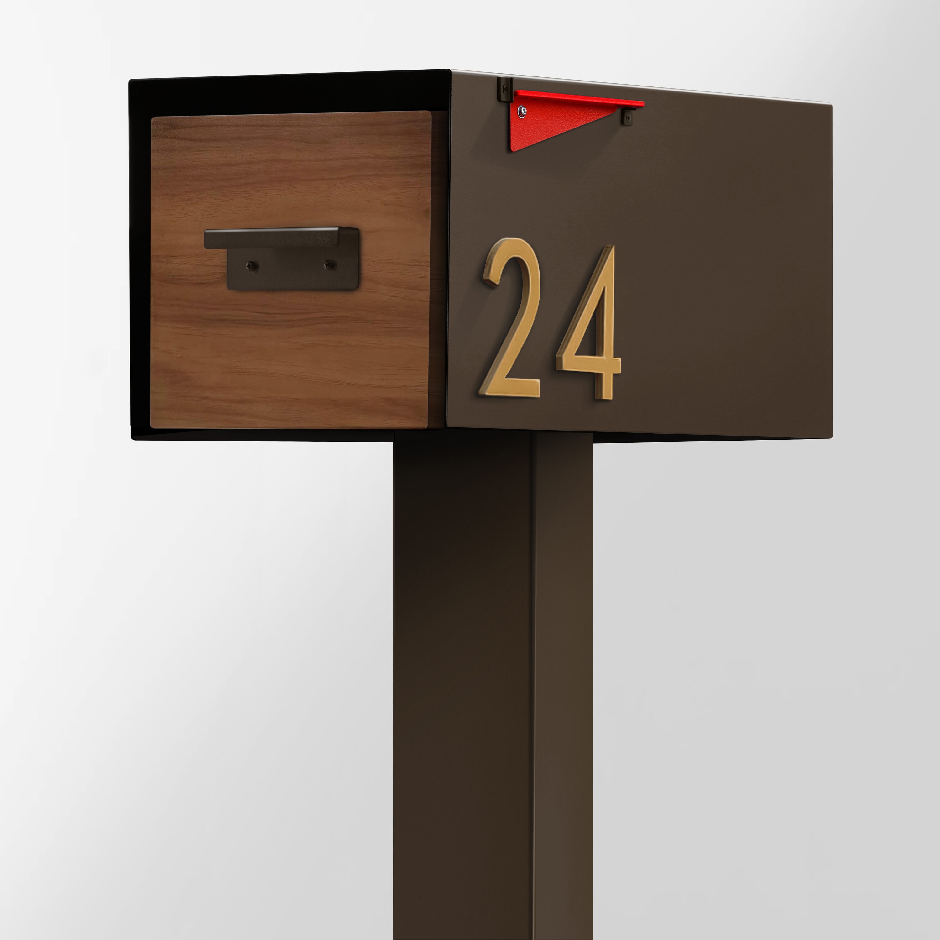 Post-Mounted Mailboxes 4 x 4 Brown Steel Flat Mount Mailbox Post
