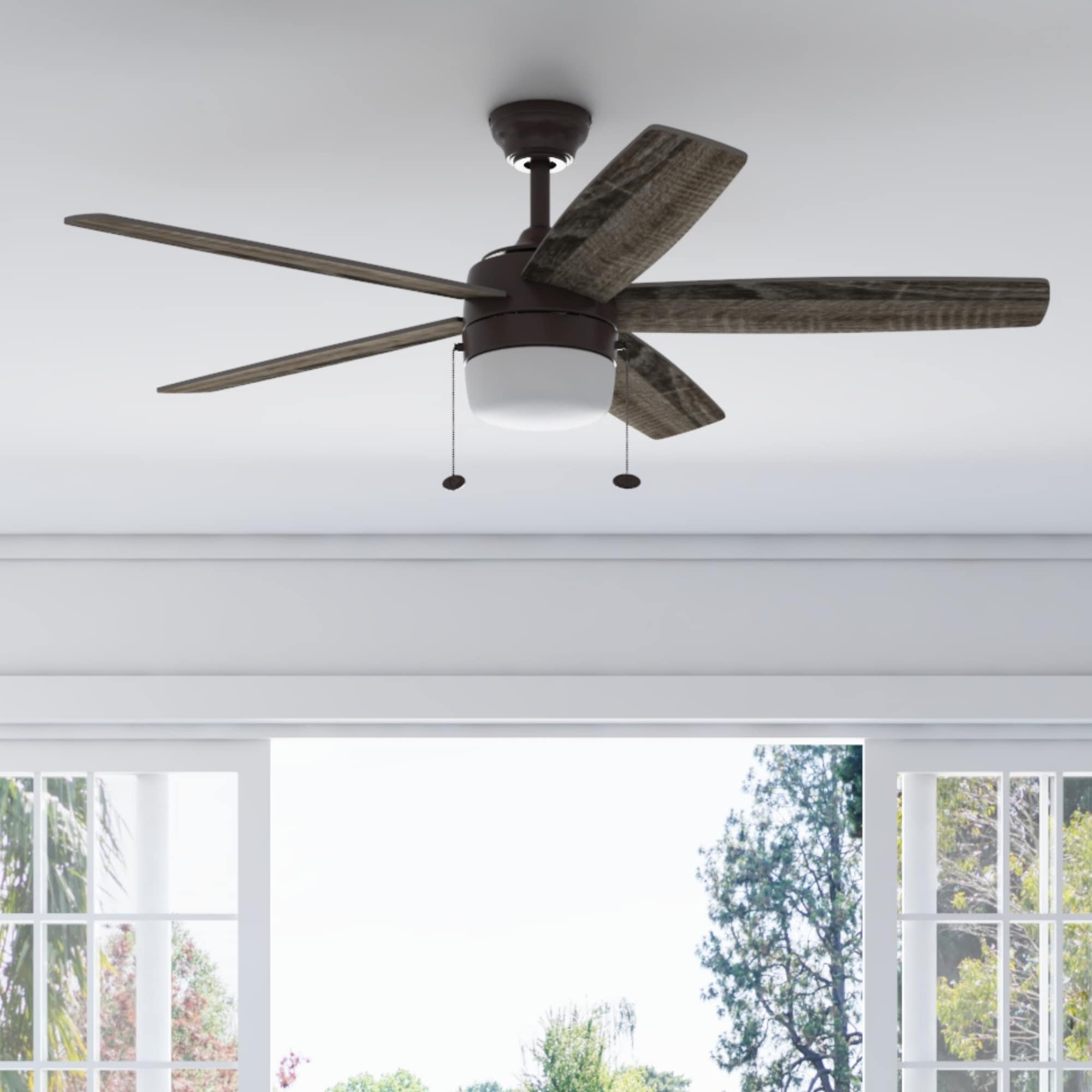 Becca 44-in Color-Changing Bronze with Mocha/Cocoa Blades Ceiling Fan With Light ( 5 -Blade )