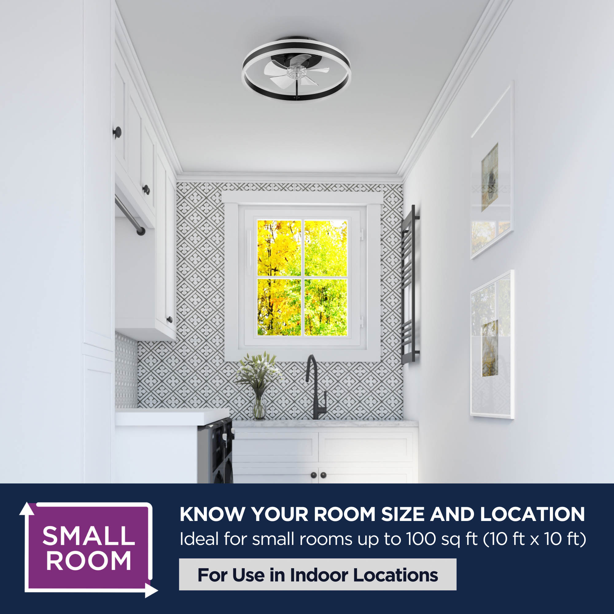 Edenmore 20-in Color-Changing Integrated LED Flush Mount Matte Black with Clear Blades Fandelier Ceiling Fan With Light - Remote Included ( 5 -Blade ) - Image 7