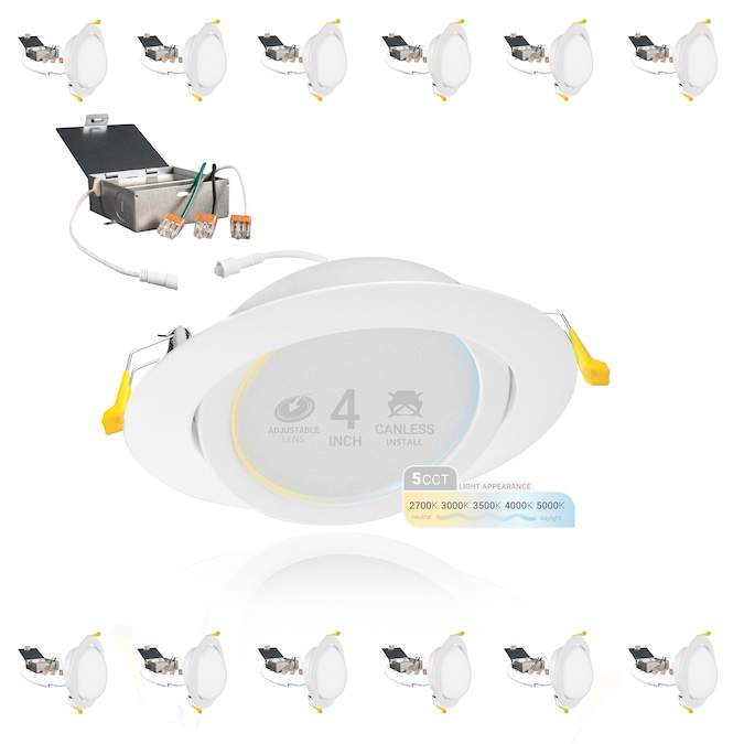 NUWATT White 4-in 630-Lumen Switchable Round Dimmable LED Canless Recessed Downlight (12-Pack)