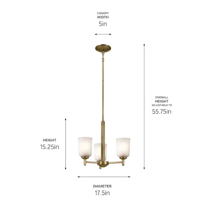 Kichler Shailene 3-Light Gold Traditional Led, Dry rated Chandelier - Image 8