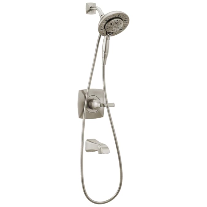 Delta Vesna Spotshield Brushed Nickel 1-handle Multi-function Round Bathtub and Shower Faucet Valve Included
