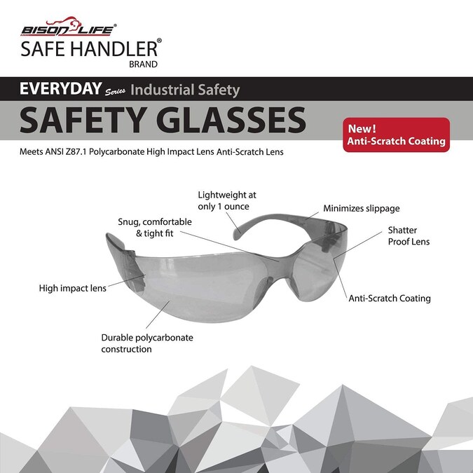 Safe Handler 144-Pack, Crystal Brown Polycarbonate Safety Glasses - Image 3