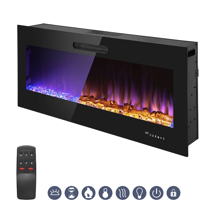 Prominence Home 50-in W Matte Black LED Wall-mount Electric Fireplace with Remote Control Included