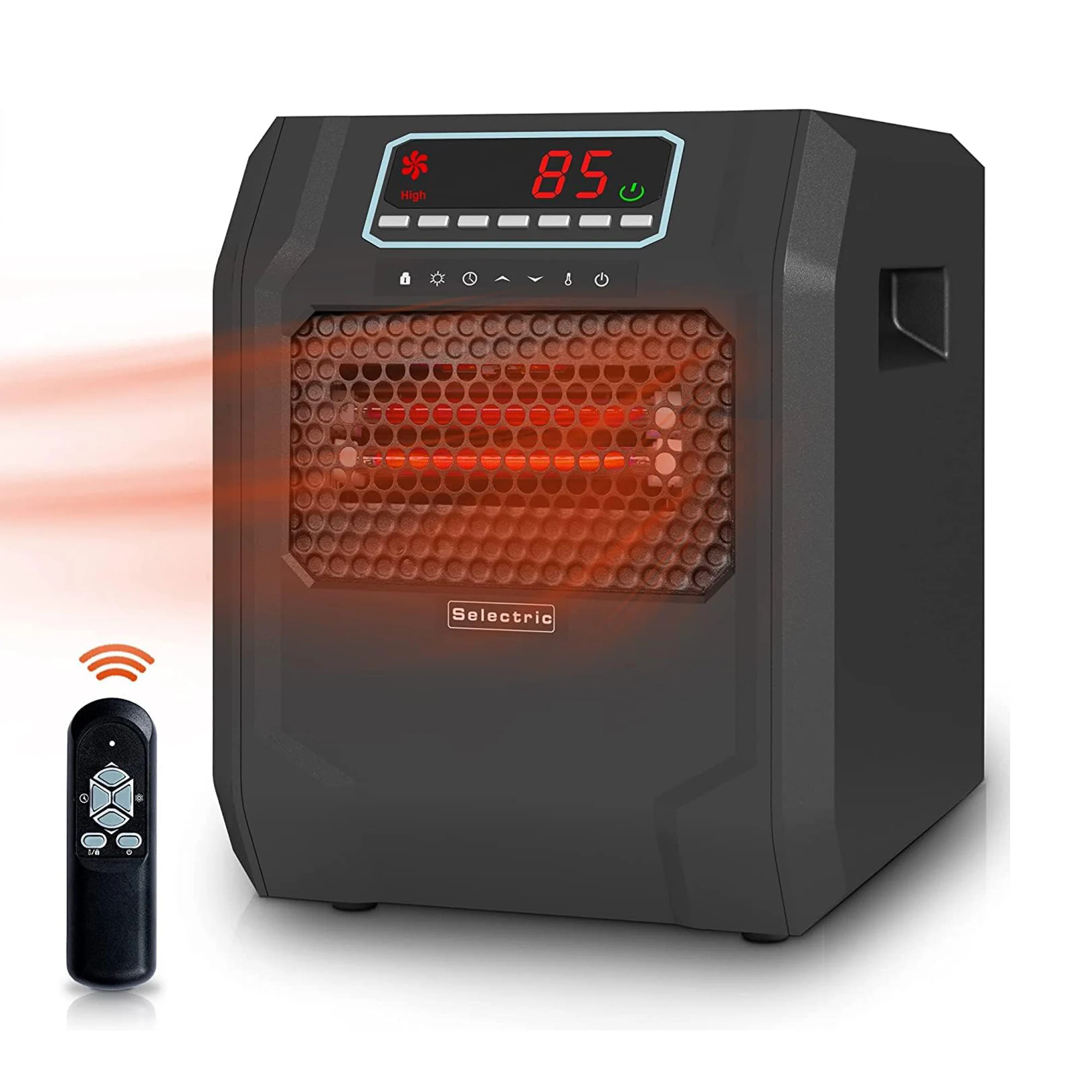 Up to 1500-Watt Infrared Quartz Cabinet Indoor Electric Space Heater with Thermostat and Remote Included