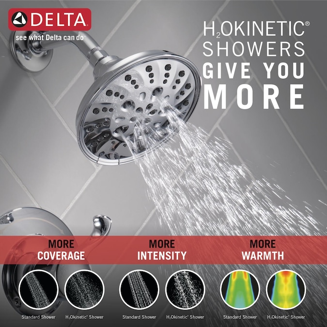 Delta Esato Chrome 1-handle Multi-function Round Shower Faucet Valve Included - Image 10