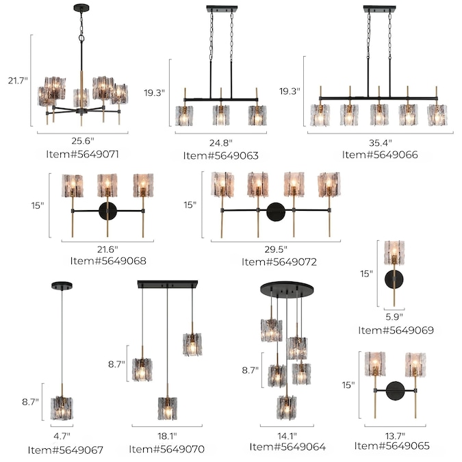 LNC Tucana 3-Light Modern/Contemporary Ribbed Glass Linear LED Large Hanging Pendant Light - Image 13