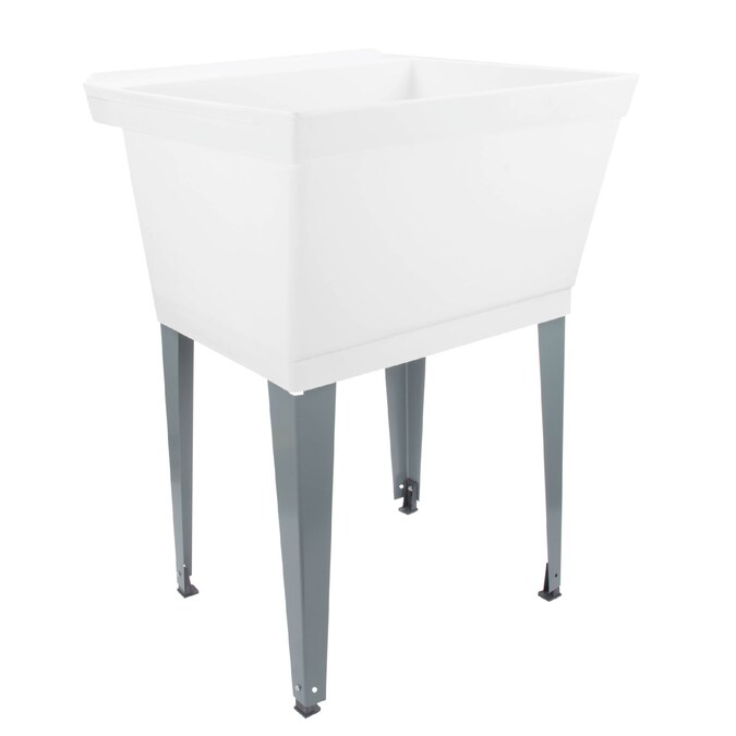 Cambridge Resources 23.5-in x 22.875-in 1-Basin White Freestanding Utility Tub with Drain