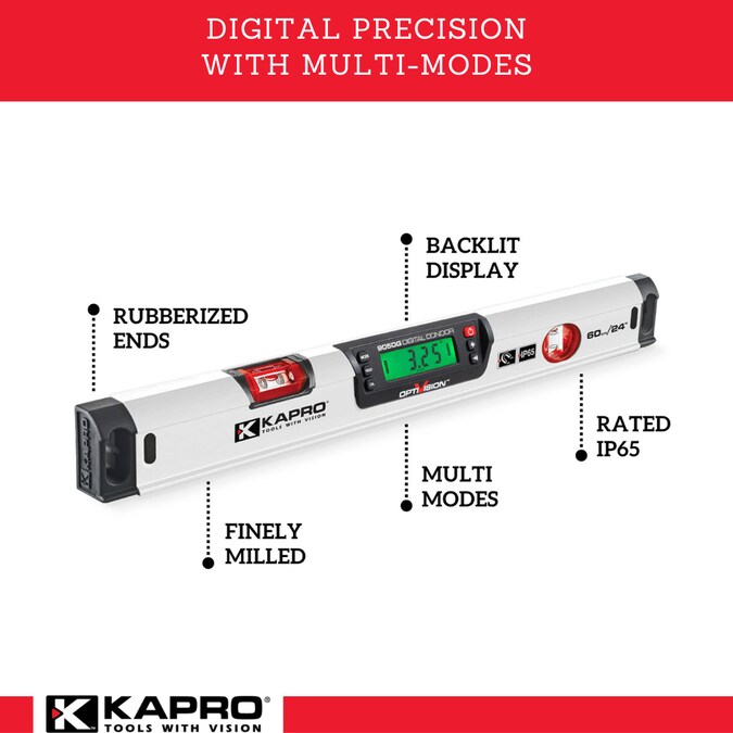 Kapro Digital Condor 24-in Box Beam Level with Case, Aluminum Body, Digital Display, Accuracy 0.05, Multi-Mode Measurement - Image 2