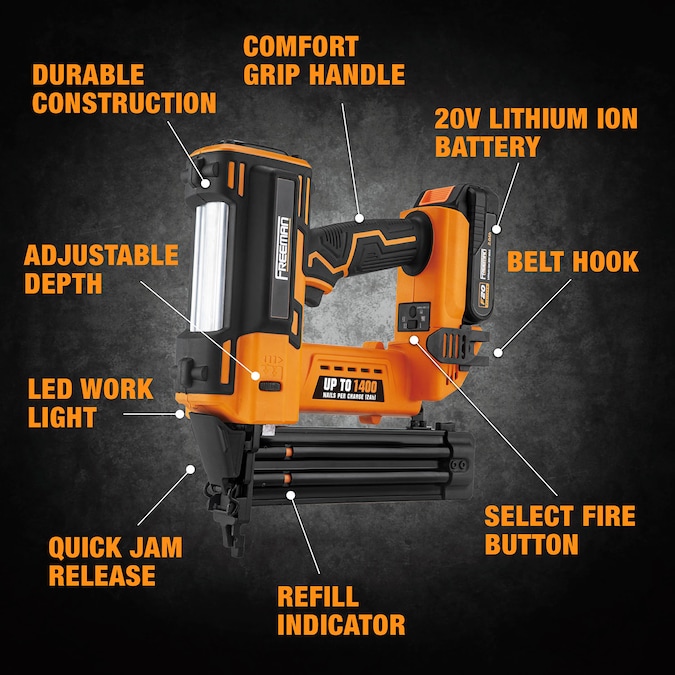 FREEMAN 20 Volts 2-in 18-Gauge Cordless Straight Brad Nailer (Battery and Charger Included) - Image 4