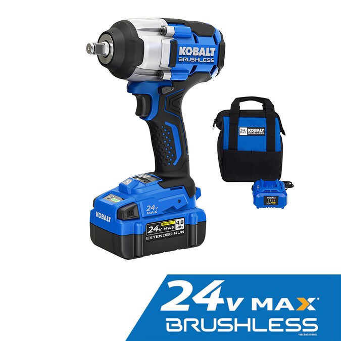 Kobalt Next-Gen 24-volt Variable Brushless 1/2-in Drive Cordless Impact Wrench (Battery Included)