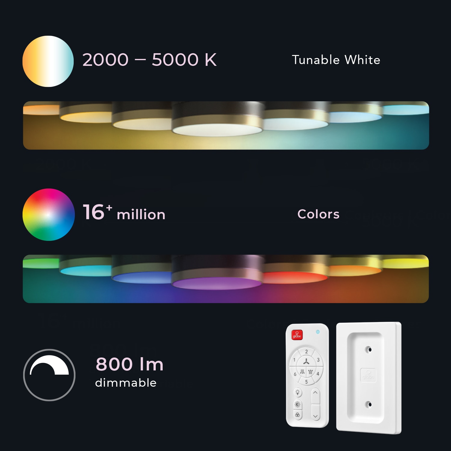 48-in Color-Changing Integrated LED Smart Black with Matte Blades - Remote Included ( 3 -Blade ) - Image 11