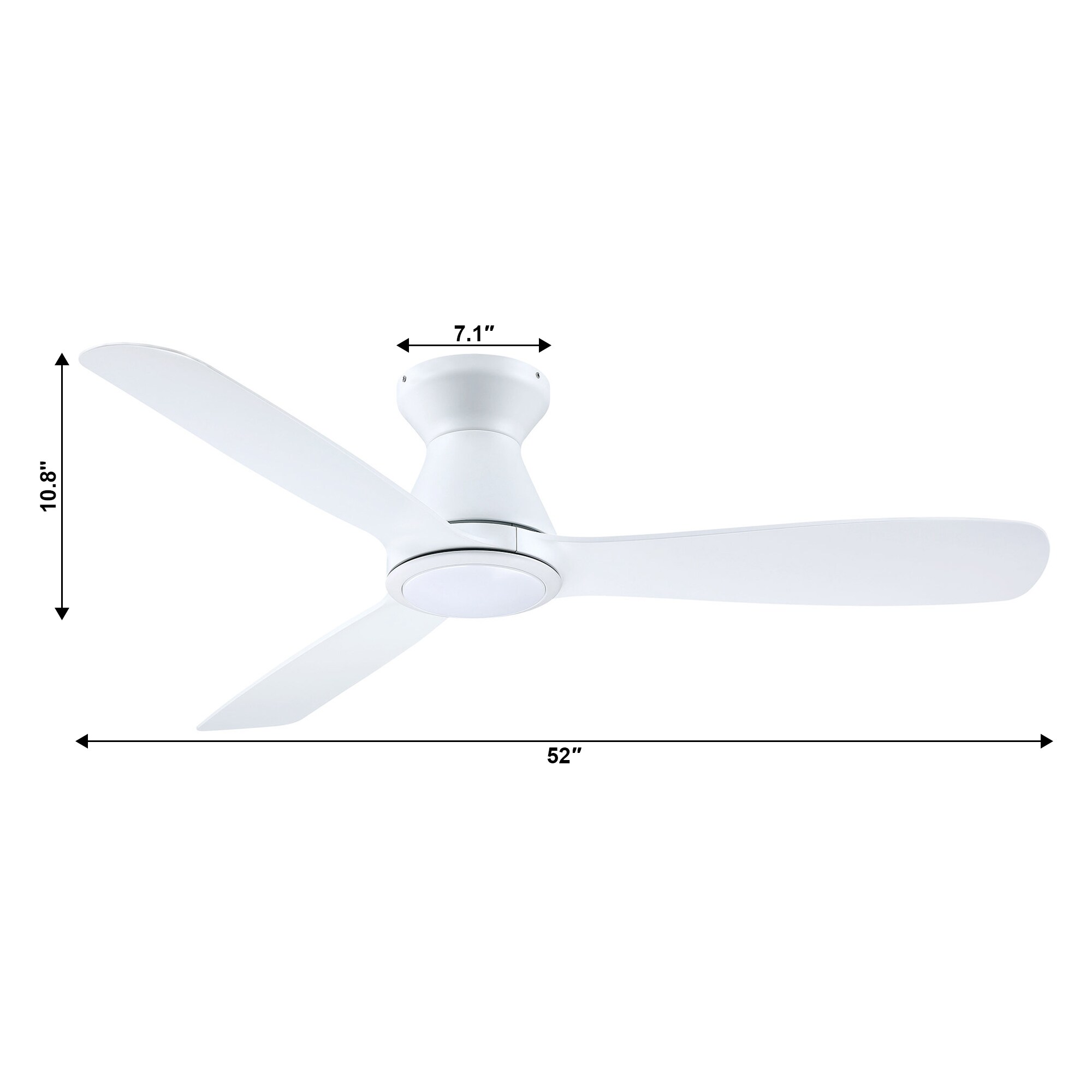 52-in Flush Mount White with White Blades Chandelier Ceiling Fan With Light - Remote Included ( 3 -Blade ) - Image 12