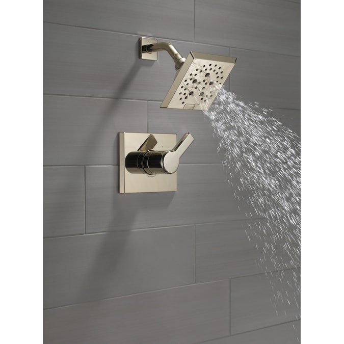 Delta Pivotal Lumicoat Polished Nickel 1-handle Multi-function Square Shower Faucet Valve Included - Image 11