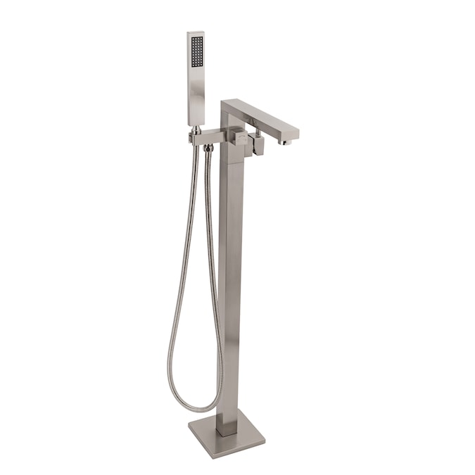 AKDY Brush Nickel 1-handle Freestanding Low-arc Bathtub Faucet with Hand Shower (Valve Included)