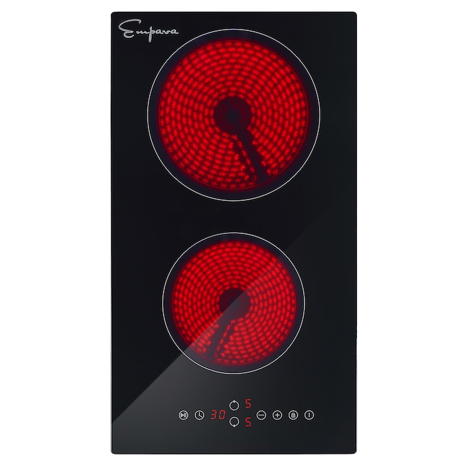 Empava 240V Electric Stove 12-in 2 Burners Smooth Surface (Radiant) Black Electric Cooktop