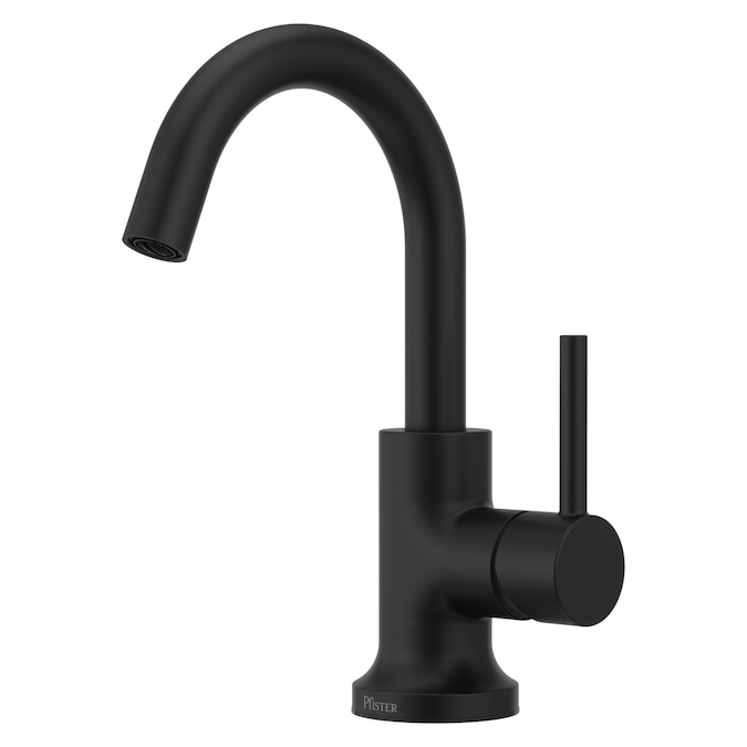 Pfister Zeelan Matte Black 4-in centerset 1-Handle WaterSense Bathroom Sink Faucet with Drain and Deck Plate