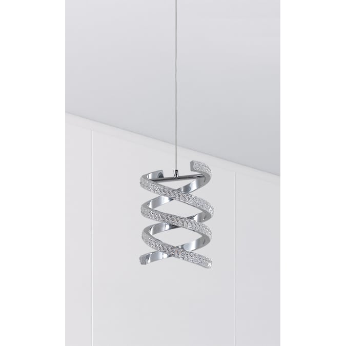allen + roth Lucia Chrome Glam Geometric LED Mini Hanging Pendant Light