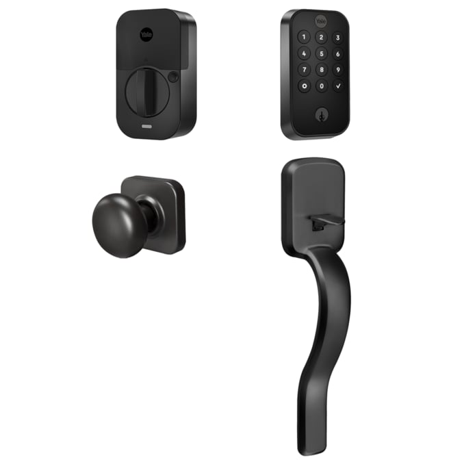 Yale Assure Lock 2 Ridgefield Bundle Black Suede Smart Lock Electronic Deadbolt and Handleset with Wifi Bluetooth Keypad