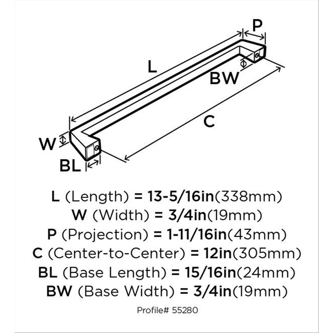 Amerock Blackrock 12-in (305Mm) Center to Center Polished Nickel Rectangular Bar For Use On Appliances Drawer Pulls - Image 3