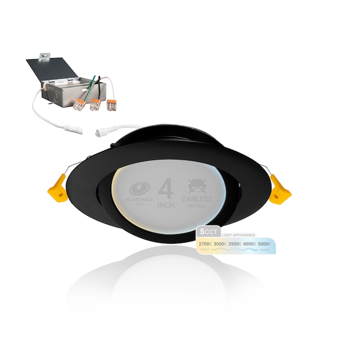 NUWATT Ultra Slim Gimbal Adjustable Lens Black 4-in 630-Lumen Switchable Round Dimmable LED Canless Recessed Downlight (12-Pack) - Image 12