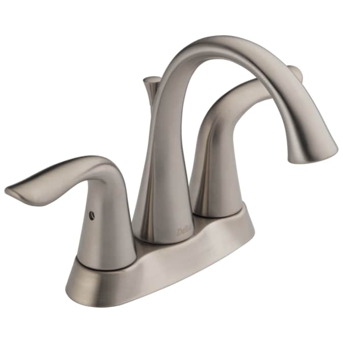 Delta Lahara Stainless 4-in centerset 2-Handle WaterSense Bathroom Sink Faucet with Drain