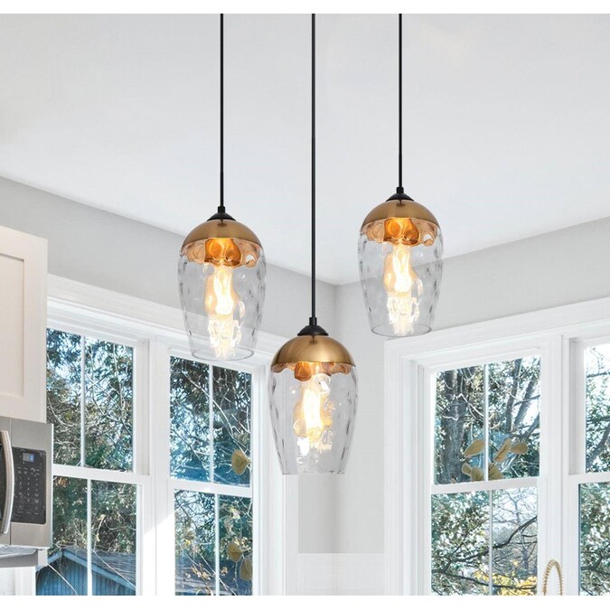 ZEVNI Wariple Polished Gold/Matte Black Modern/Contemporary Art Glass Globe LED Mini Hanging Kitchen Island Light