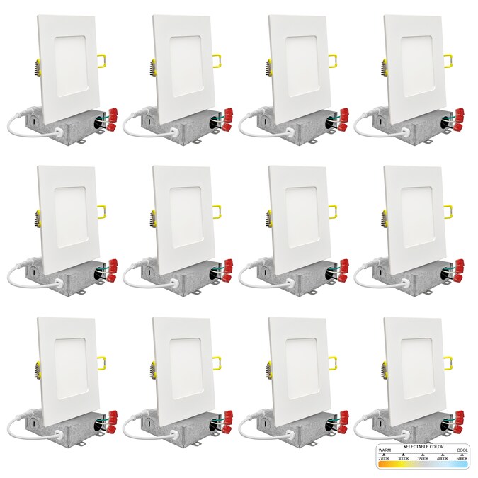NUWATT White 6-in 1050-Lumen Switchable Square Dimmable LED Canless Recessed Downlight (12-Pack)