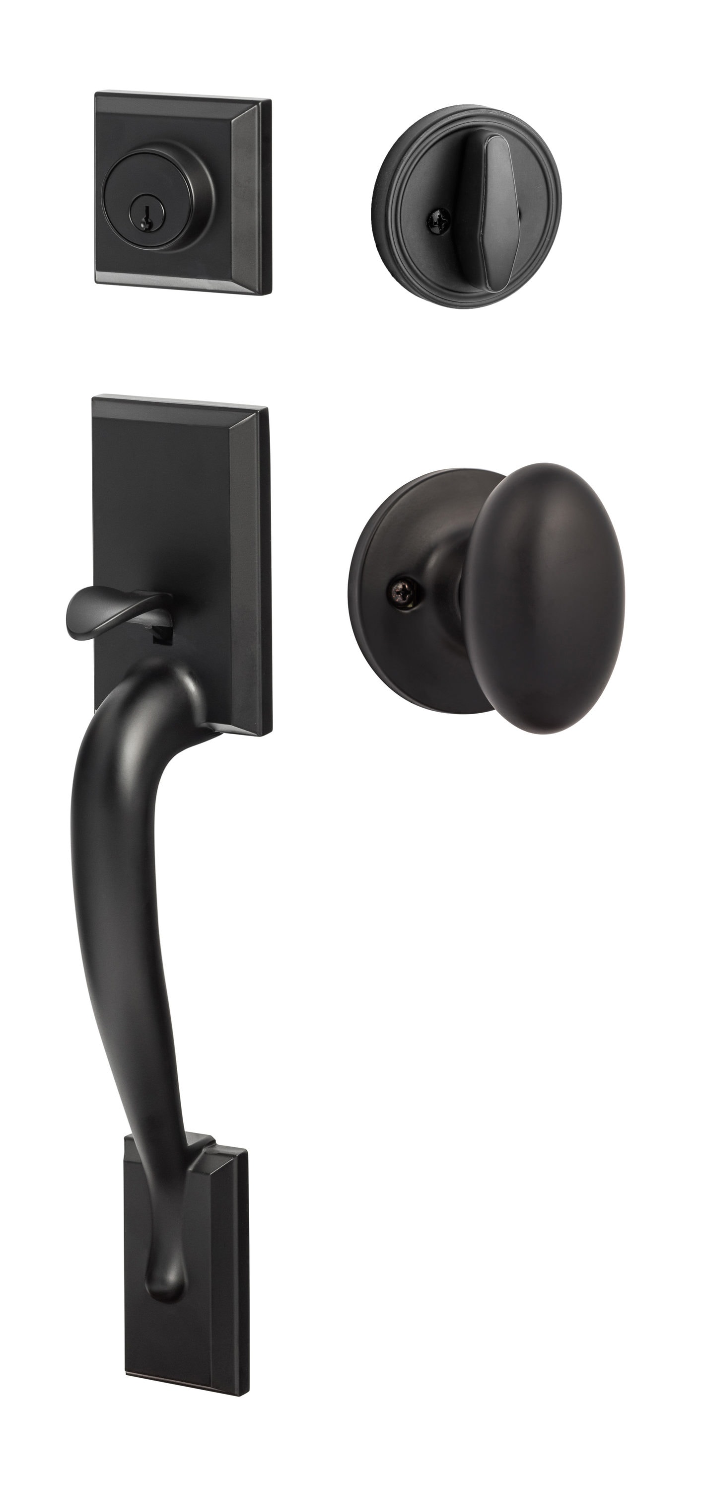 Sure-Loc Door Hardware Madison Flat Black Single-Cylinder Deadbolt Keyed entry door handleset with Knob