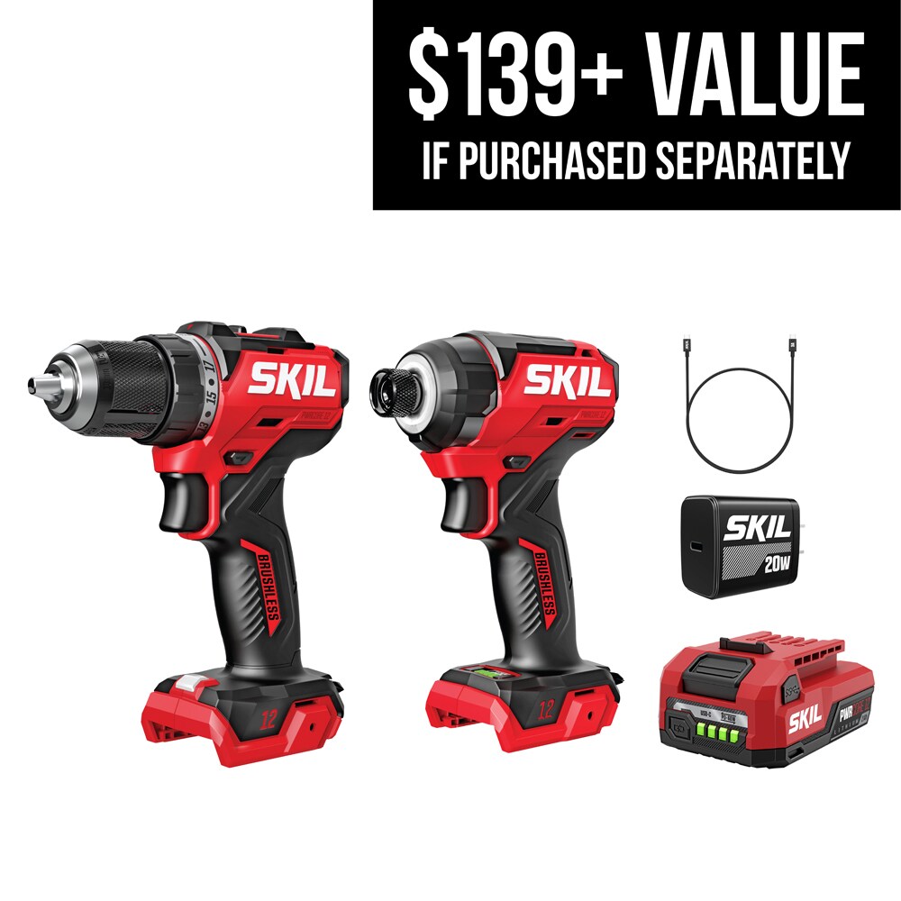 12-volt 2-Tool Brushless Power Tool Combo Kit (1-Battery Included and Charger Included)