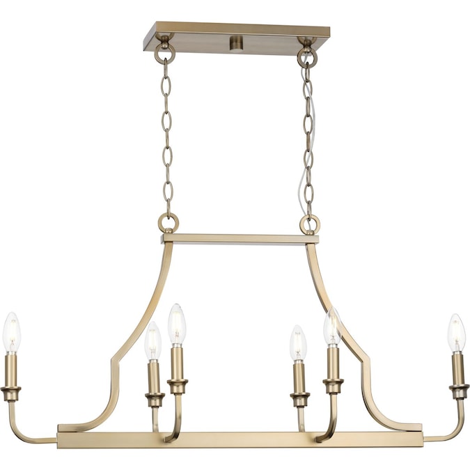 Progress Lighting Myerly 6-Light Champagne Bronze Modern/Contemporary Linear Led, Large Hanging Kitchen Island Light