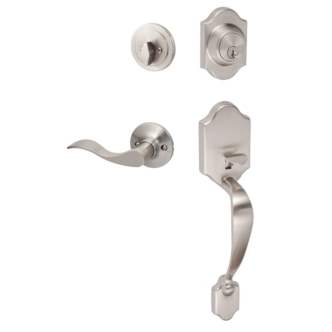 Sure-Loc Hardware Sure-Loc Door Hardware Coral Satin Nickel Single-Cylinder Deadbolt Keyed Entry Door Handleset with Balboa Lever