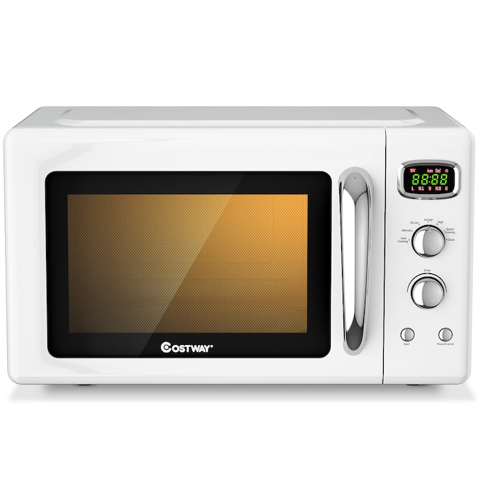 Costway 0.9-cu ft Small 900-Watt Countertop Microwave (White)
