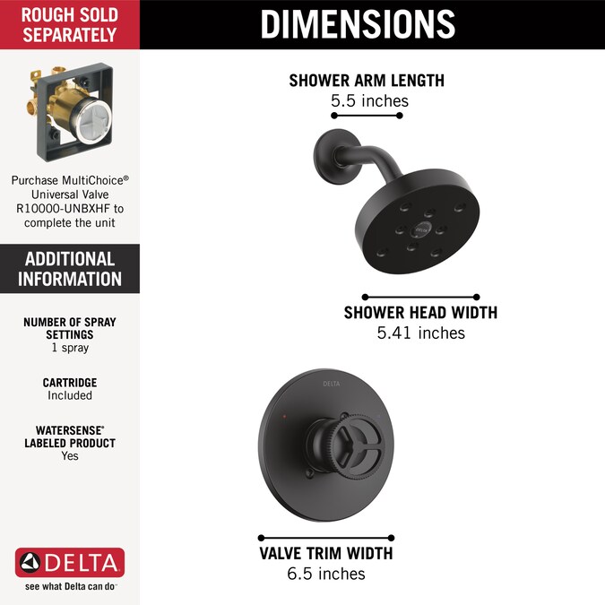 Delta Trinsic Matte Black 1-handle Single Function Round Shower Faucet - Image 3