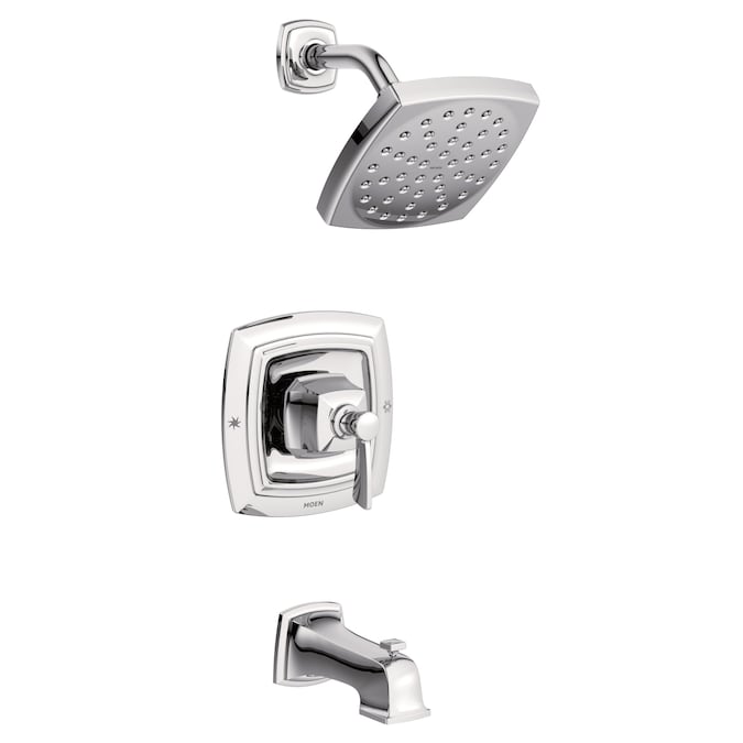 Moen Conway Chrome 1-handle Single Function Square Bathtub and Shower Faucet Valve Included