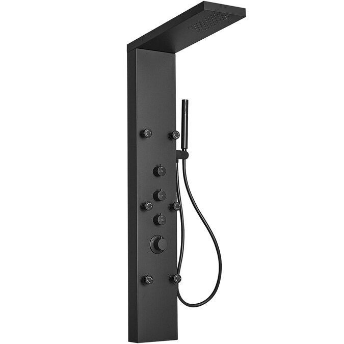 BWE Matte Black 8-in Shower Tower System with 3-way Diverter (Valve Included)