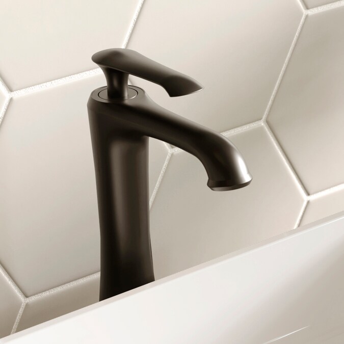 Karran Woodburn Matte Black Vessel 1-Handle Bathroom Sink Faucet with Drain - Image 2