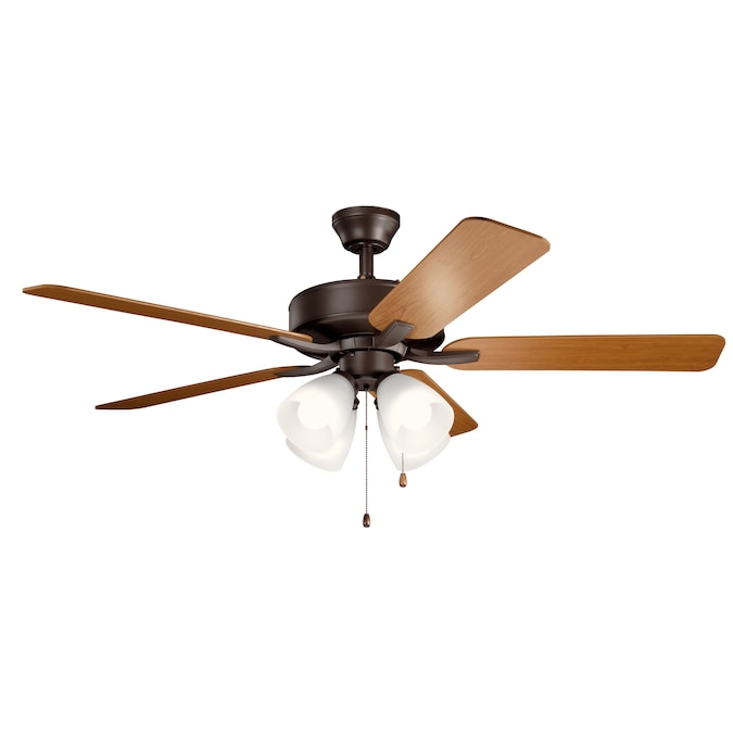 Kichler Basics Pro Premier 52-in Satin Natural Bronze with Walnut/Cherry Blades Indoor Ceiling Fan with Light (5-Blade)