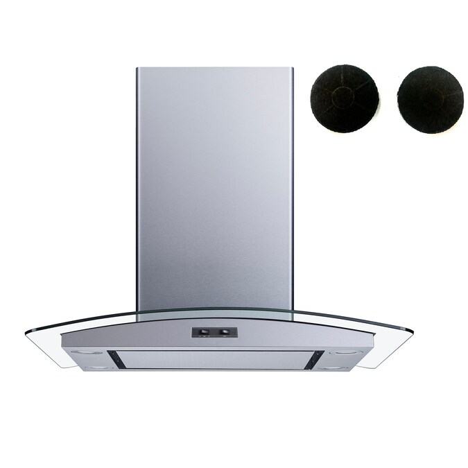 Winflo 30-in 300-CFM Convertible Stainless Steel Island Range Hood with Charcoal Filter