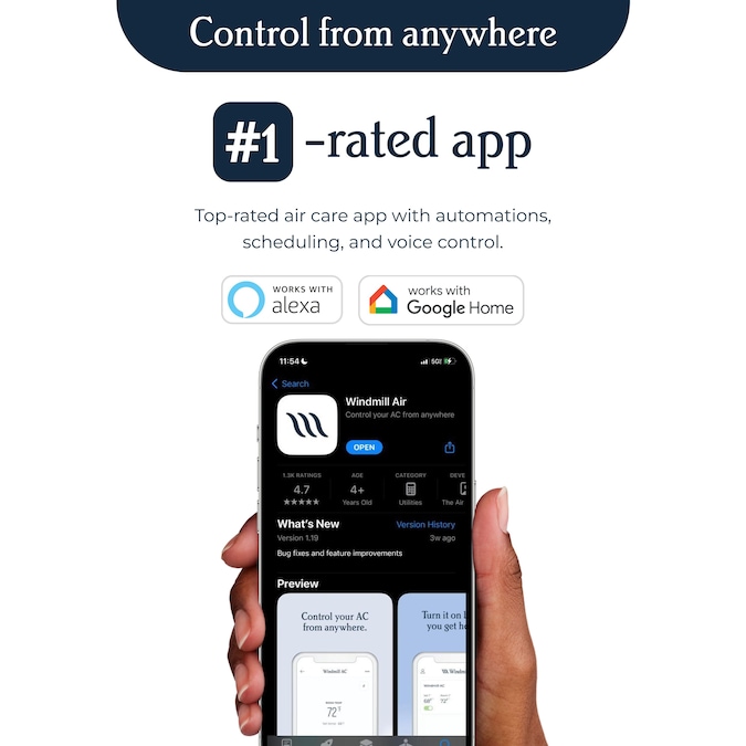 Windmill 450-sq ft Window Air Conditioner with Remote (115-Volt; 10000-BTU) ENERGY STAR Wi-Fi enabled - Image 3