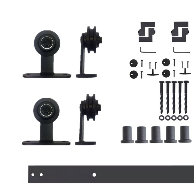 HOMACER 79-in Rustic Black Indoor Top Mount Double Barn Door Hardware Kit