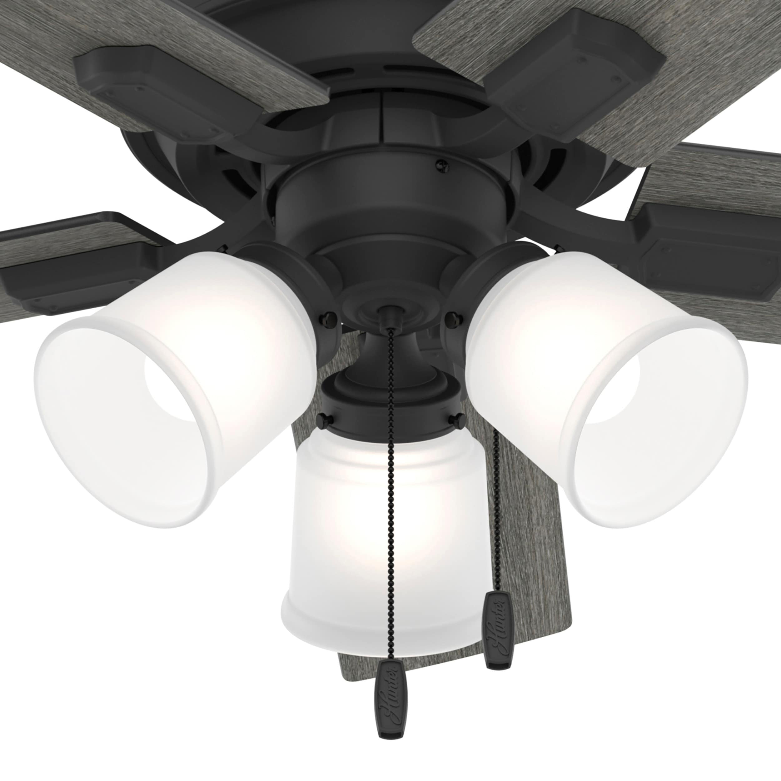 Crystal Peak 44-in Matte Black with Dark Gray Oak Blades Ceiling Fan With Light ( 5 -Blade ) - Image 10