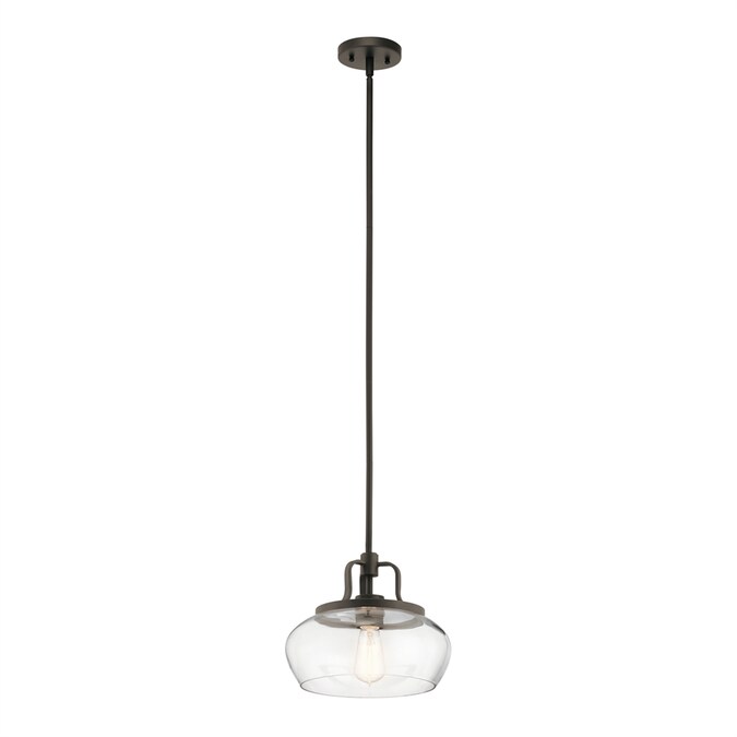 Kichler Davenport Olde Bronze Modern/Contemporary Clear Glass Dome Medium Hanging Pendant Light