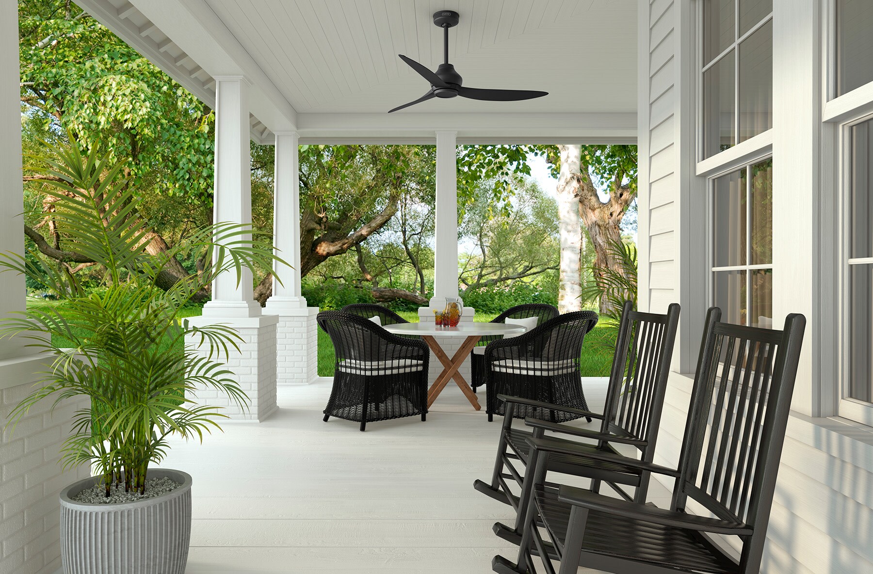 Mazzini ENERGY STAR 52-in Outdoor Matte Black with Matte Black Blades Propeller Ceiling Fan Without Light - Remote Included ( 3 -Blade ) - Image 6