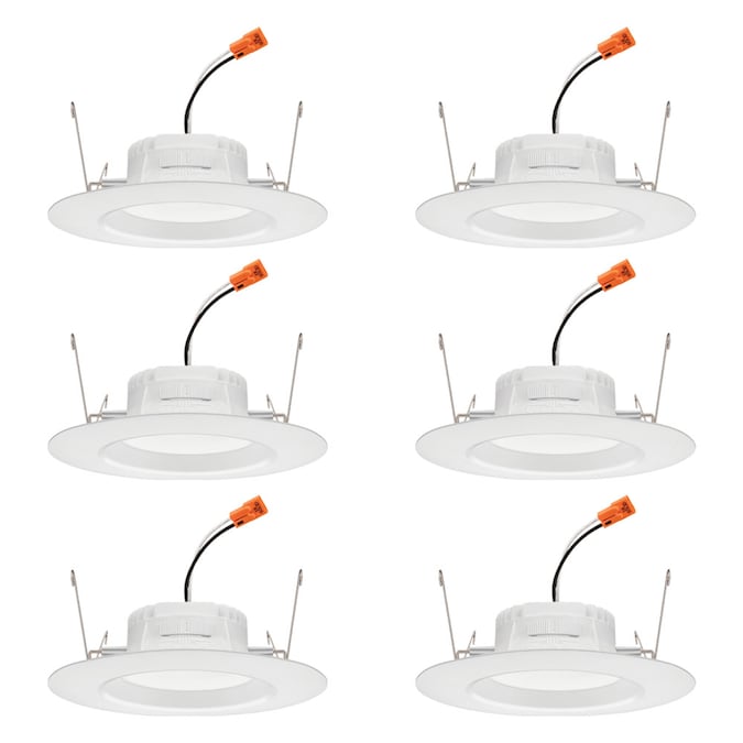 Juno RetroBasics Matte 5-in or 6-in 650-Lumen Switchable White Round Dimmable LED Canned Shower Recessed Downlight (6-Pack)