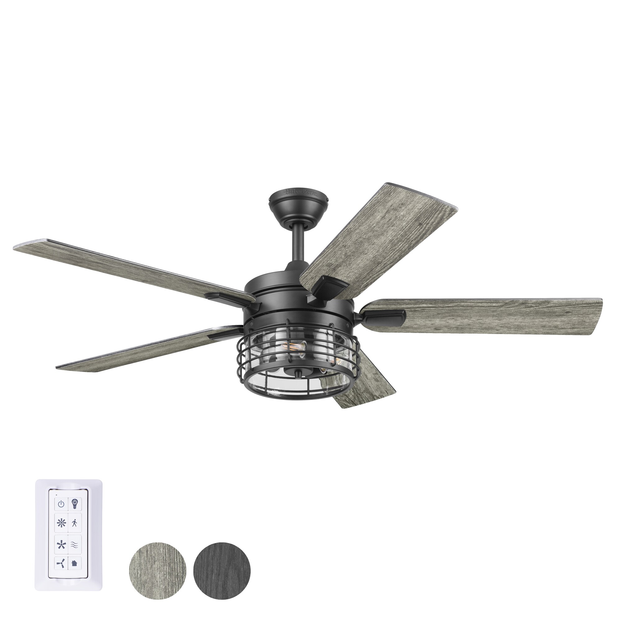 Lindholm 52-in Outdoor Matte Black with Mocha/Espresso Blades Ceiling Fan With Light - Remote Included ( 5 -Blade ) - Image 3